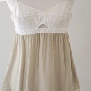 Theory Silk White/Beige Babydoll Tank Top Cami S